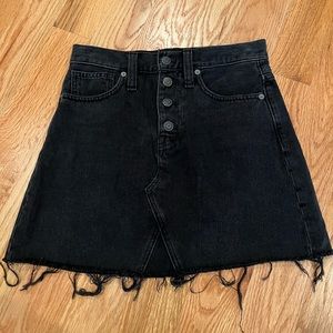 Rigid Denim A-Line Mini Skirt in Lunar Wash: Button-Front Edition